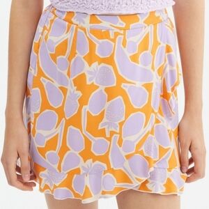NWT Orange and Purple Ruffled Mini Skater Skirt